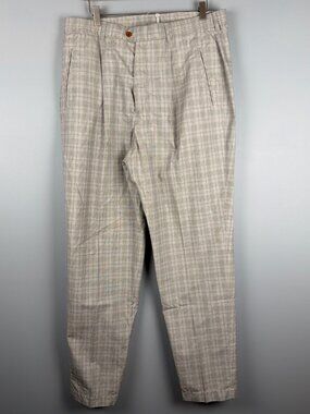 VTG Bogner Golf Pants Womens 16L 100% Cotton Plaid High Rise Pleated Made in USA